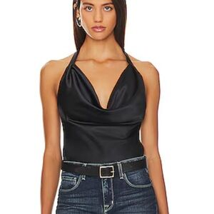 MAJORELLE Elegant Black Halter Top